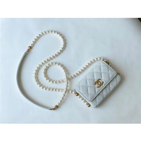 [premium] C 샤* 진주 스트랩 미니 플랩 카드 홀더백