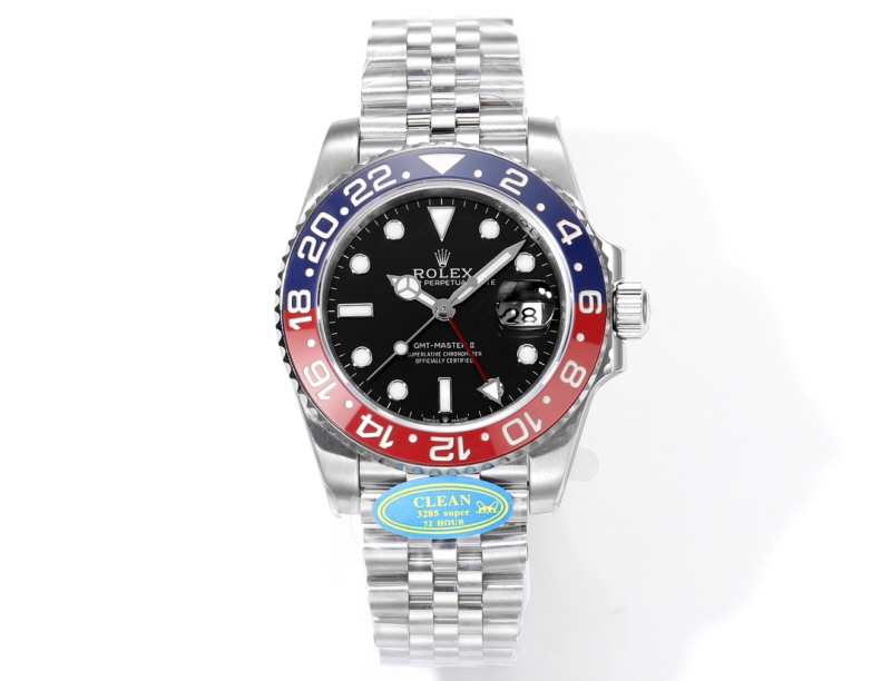[premium] R 롤렉* GMT 마스터2 오이스터 40mm 레드 블루 세라믹 세라크롬 베젤 인서트 블랙 다이얼 오토매틱 메탈 시계