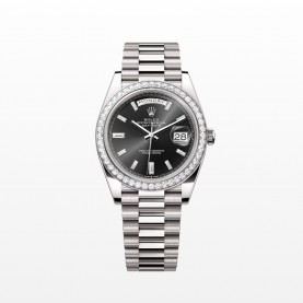 [premium] R 롤렉* 데이데이트 오이스터 화이트 골드 다이아몬드 40mm 블랙다이얼 오토매틱 메탈 시계
