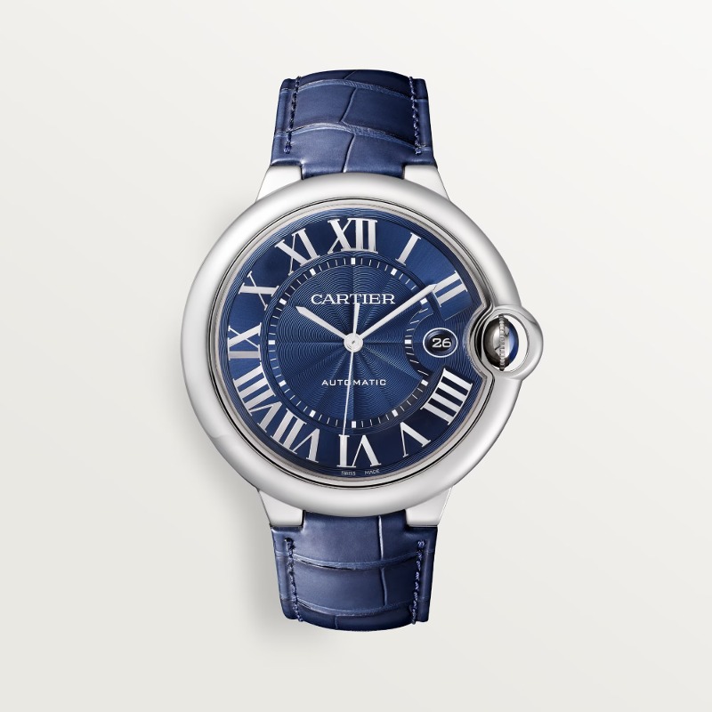 [premium] C 까르** 발롱 블루 드 42mm 블루 다이얼 오토매틱 가죽 스트랩 시계