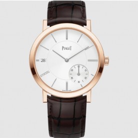 [premium] P 피아* 알티플라노 오리진 40mm 핑크골드 케이스 화이트 다이얼 오토매틱 앨리게이터 가죽 스트랩 시계