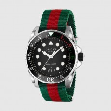 [premium] G 구* 다이브 45mm 블랙 매트 다이얼 쿼츠 그린 레드 웹 나일론 스트랩 시계